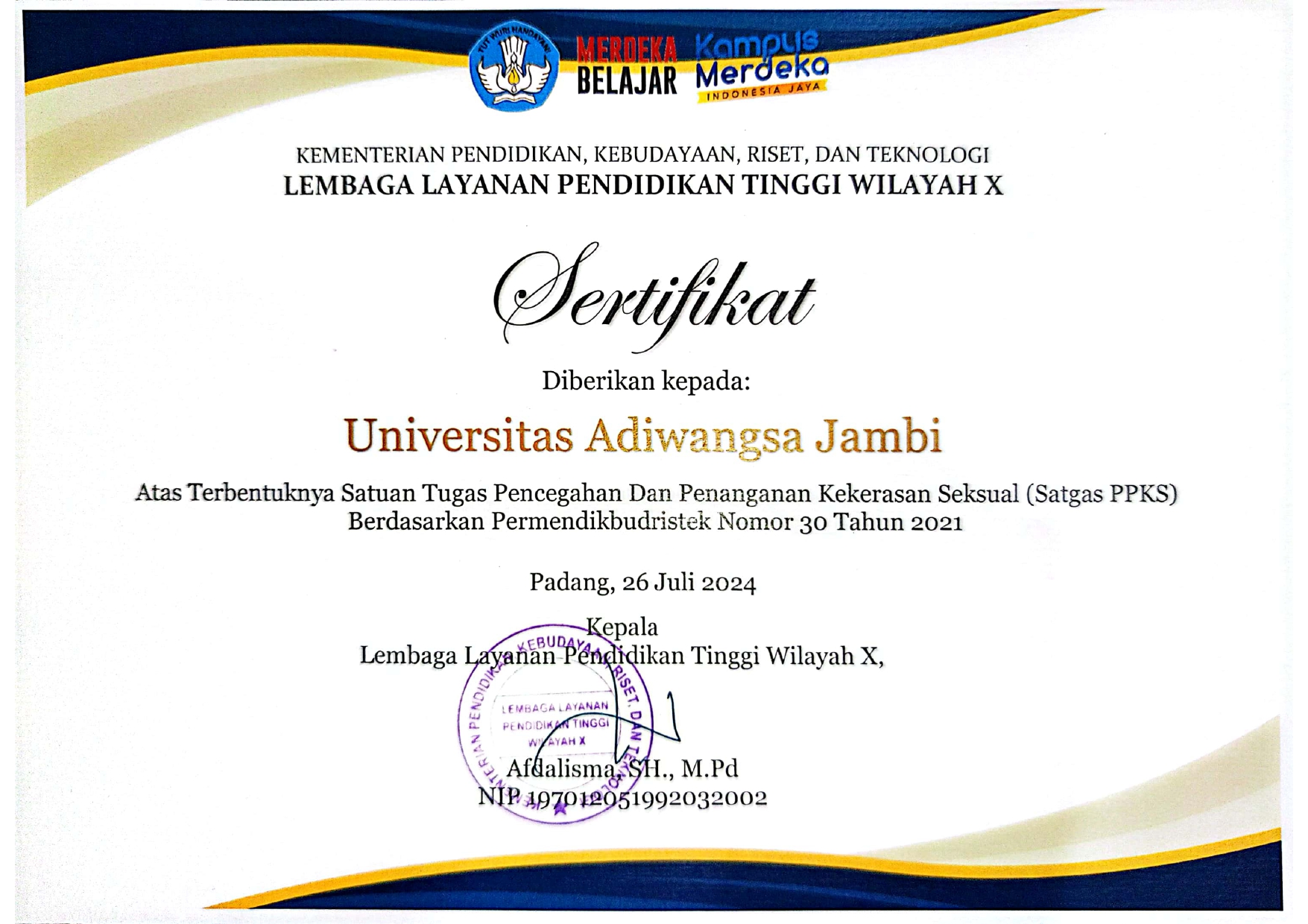 Satgas PPKS Permendikburistek Nomor 30 Tahun 2021